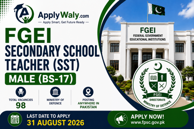 FGEI Secondary School Teacher (SST) Male Jobs 2026 | 98 Vacancies | BS-17