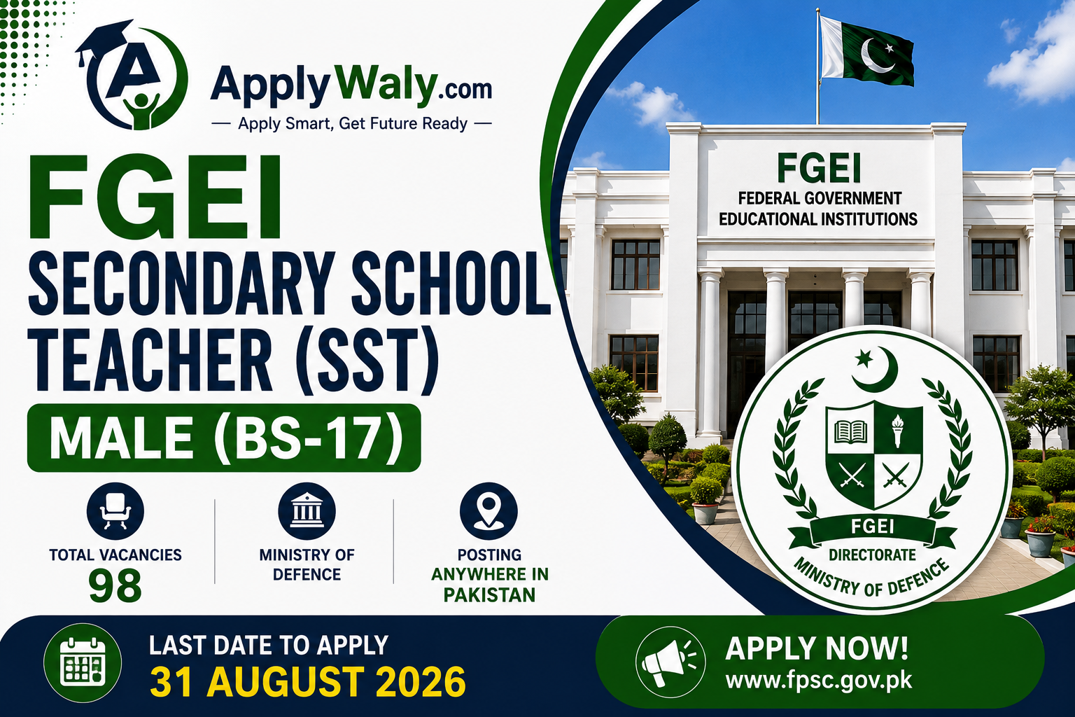 FGEI Secondary School Teacher SST Male Jobs